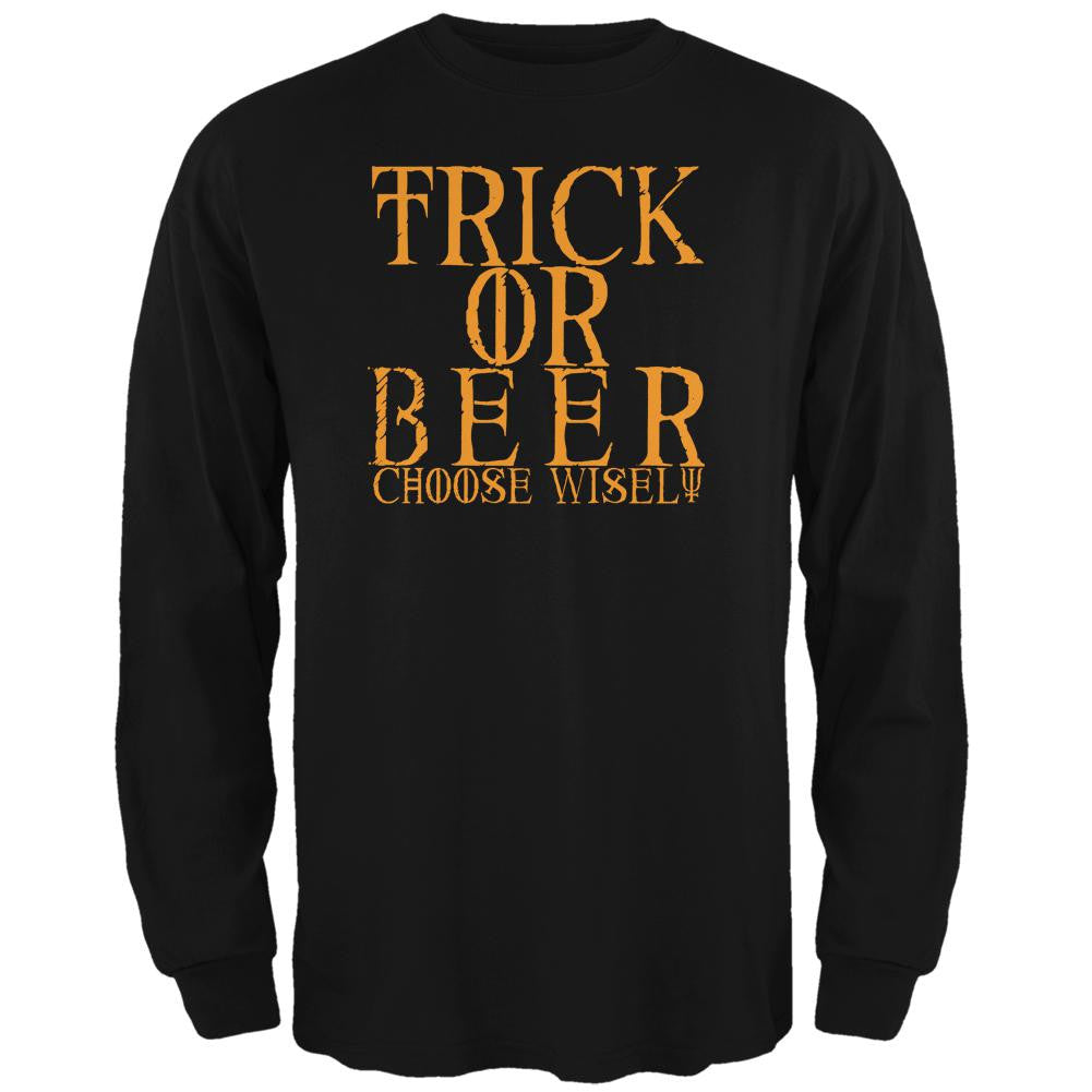 Halloween Trick or Beer Black Adult Long Sleeve T-Shirt Men's Long Sleeves Old Glory   