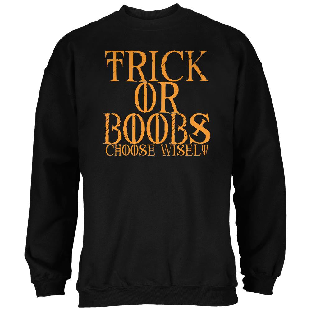 Halloween Trick or Boobs Black Adult Sweatshirt Men's Sweatshirts Old Glory 2XL Black 