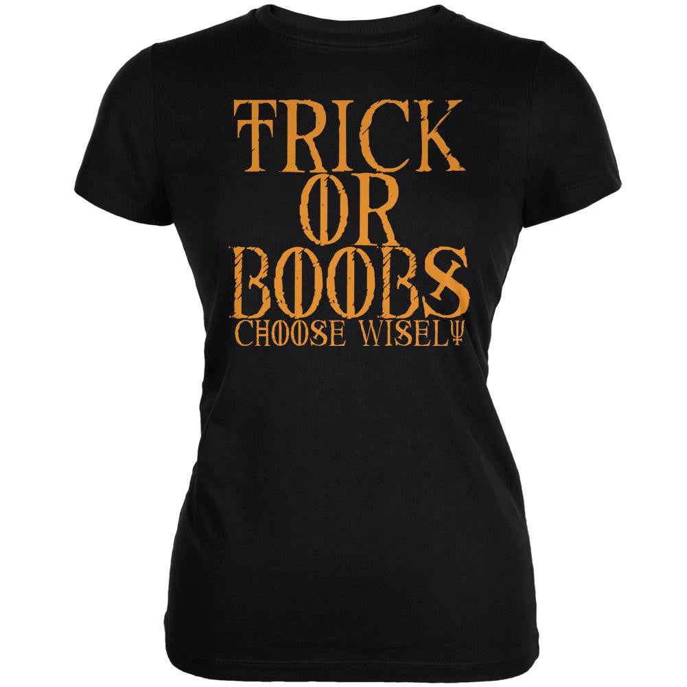 Halloween Trick or Boobs Black Juniors Soft T-Shirt Juniors T-Shirts Old Glory 2XL Black 