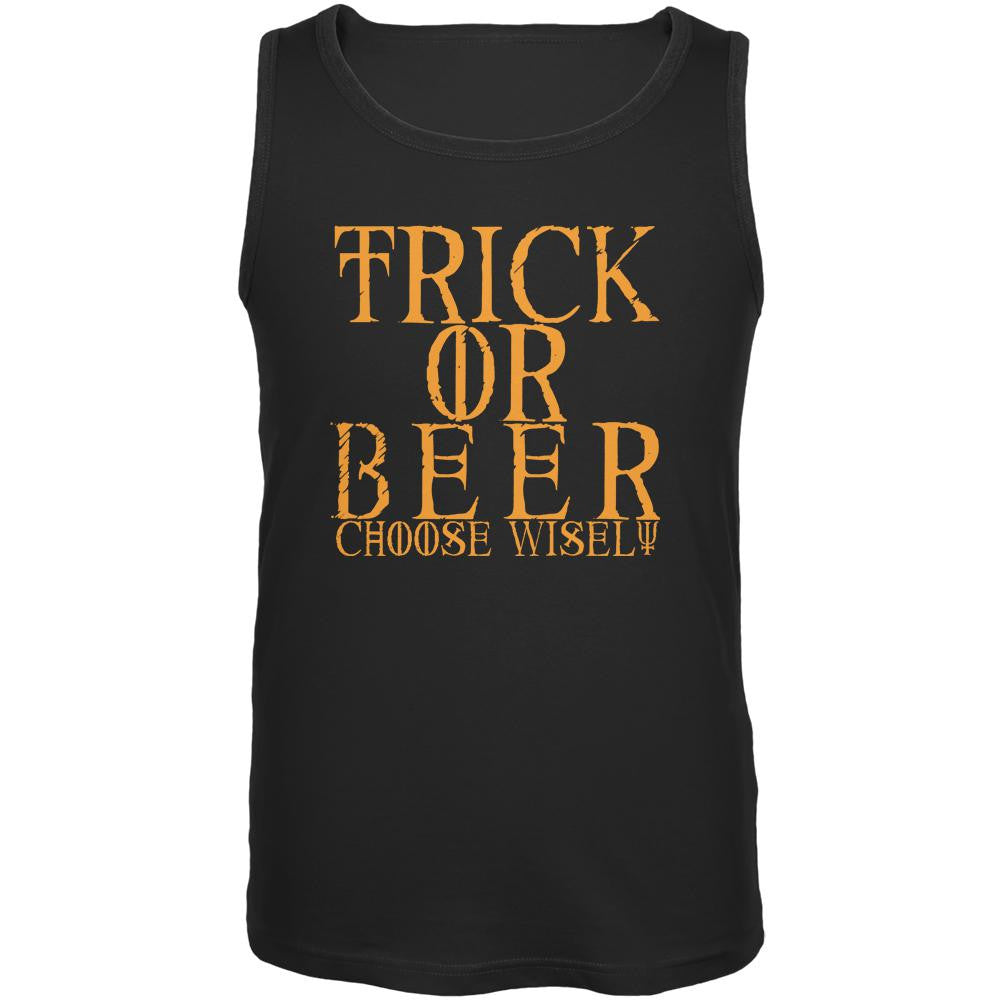 Halloween Trick or Beer Black Adult Tank Top Men's Tank Tops Old Glory SM Black 