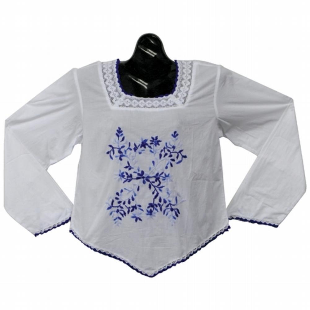 Flower Embriodery - Mexican Blouse Women's Blouses Hippie SM White 