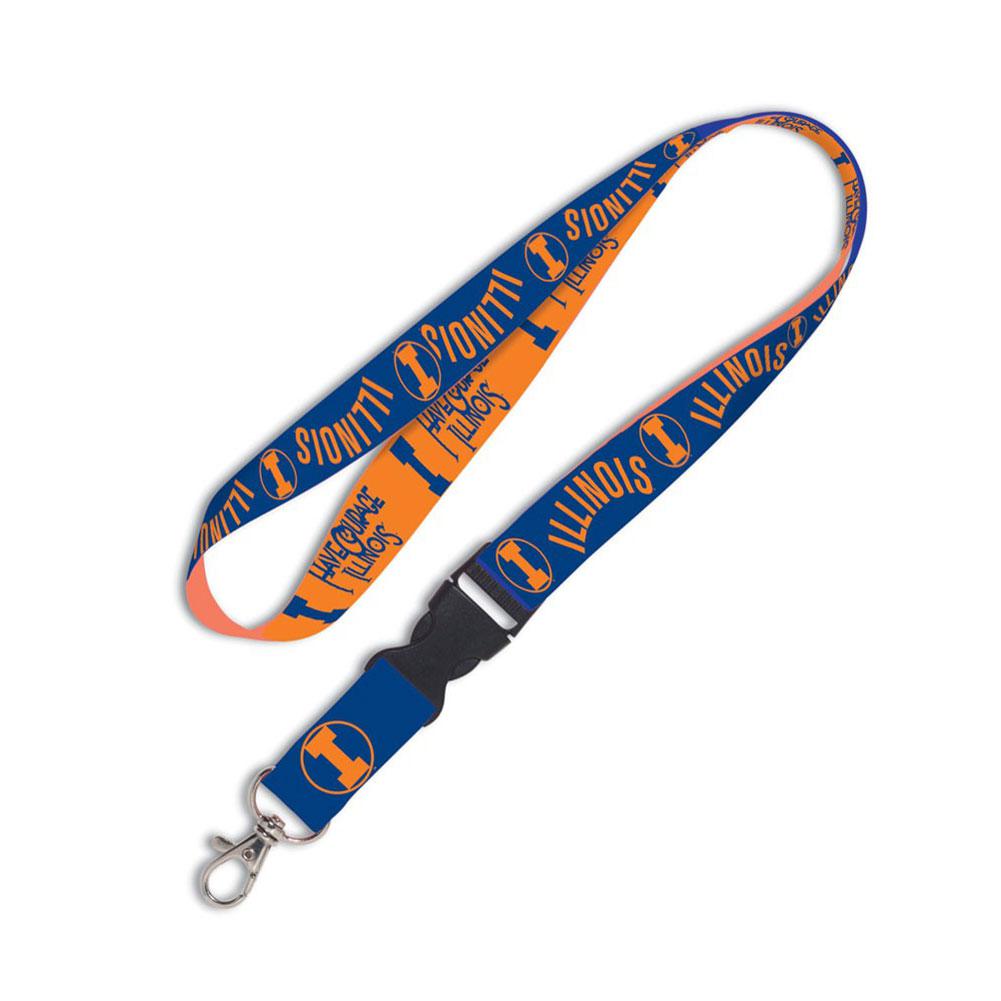 Illinois Fighting Illini - Name and Logo Lanyard Lanyards Old Glory OS Multicoloured 