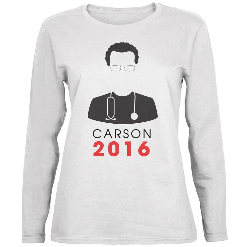 Election 2016 Ben Carson Minimalist White Womens Long Sleeve T-Shirt Women's Long Sleeves Old Glory 2XL White 