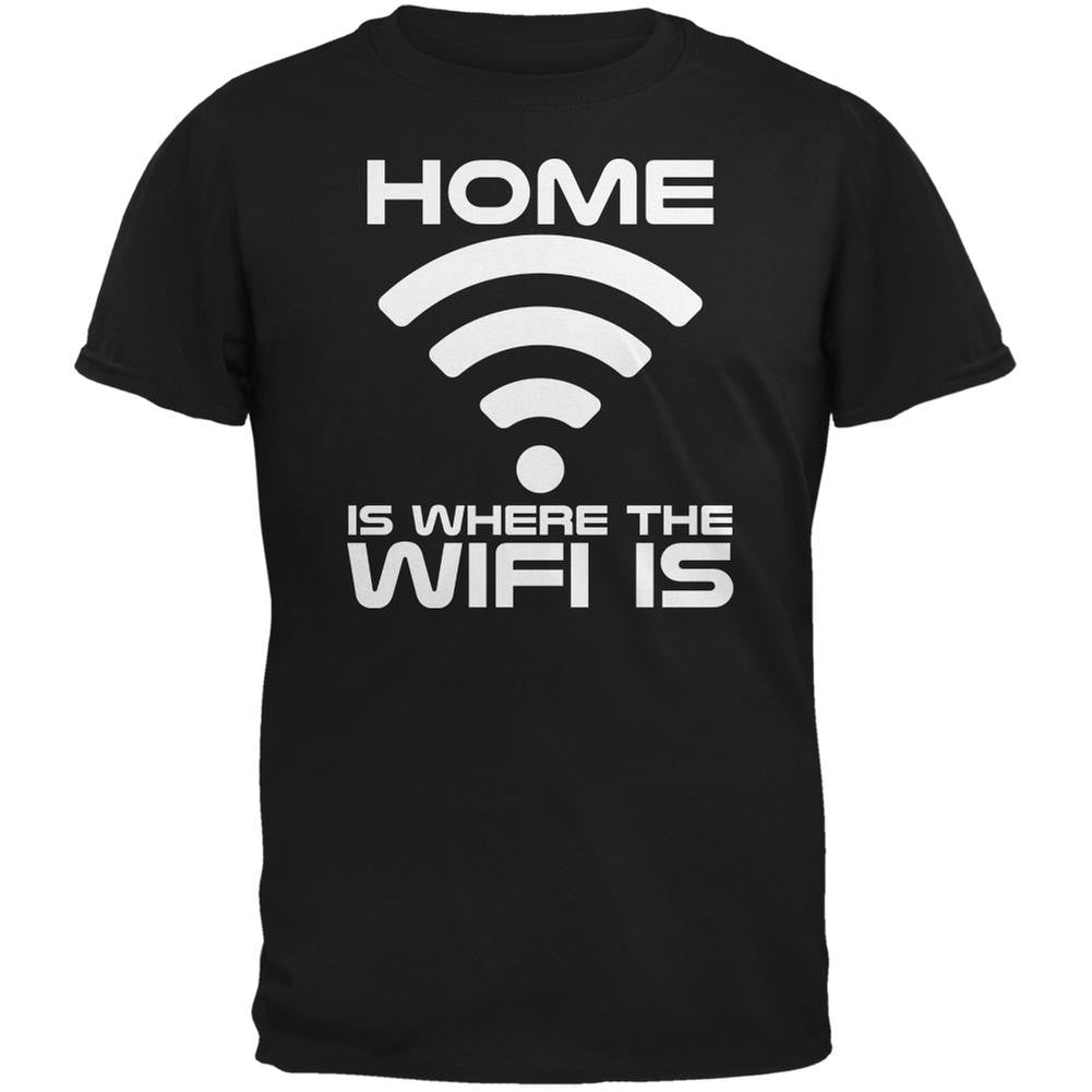 Home Is Where The Wifi Is Black Adult T-Shirt Men's T-Shirts Old Glory 2XL Black 