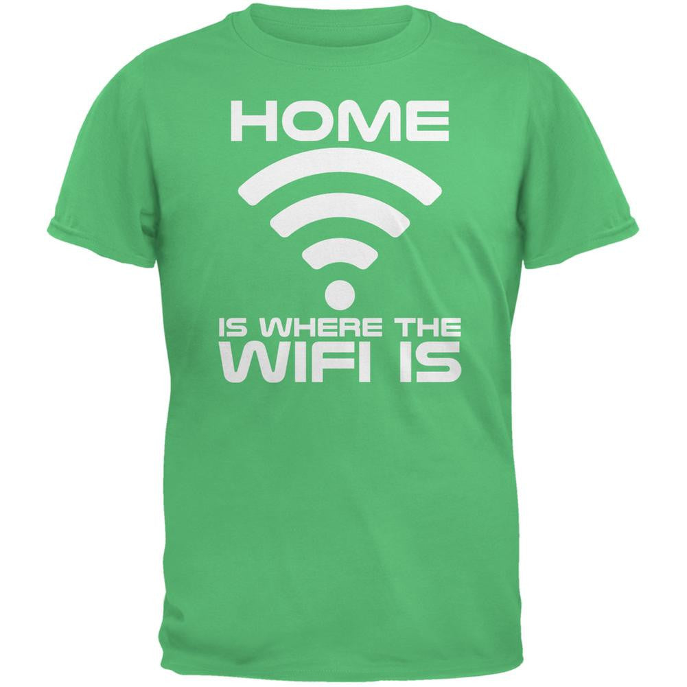 Home Is Where The Wifi Is Irish Green Adult T-Shirt Men's T-Shirts Old Glory 2XL Green 