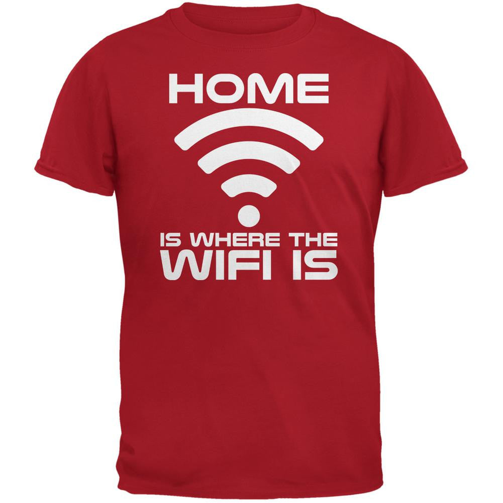 Home Is Where The Wifi Is Red Adult T-Shirt Men's T-Shirts Old Glory 2XL Red 