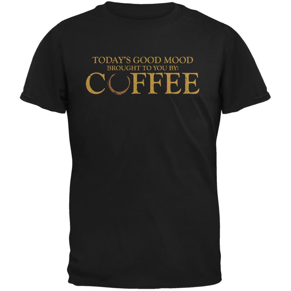 Today's Good Mood Brought To You By Coffee Black Adult T-Shirt Men's T-Shirts Old Glory 2XL Black 