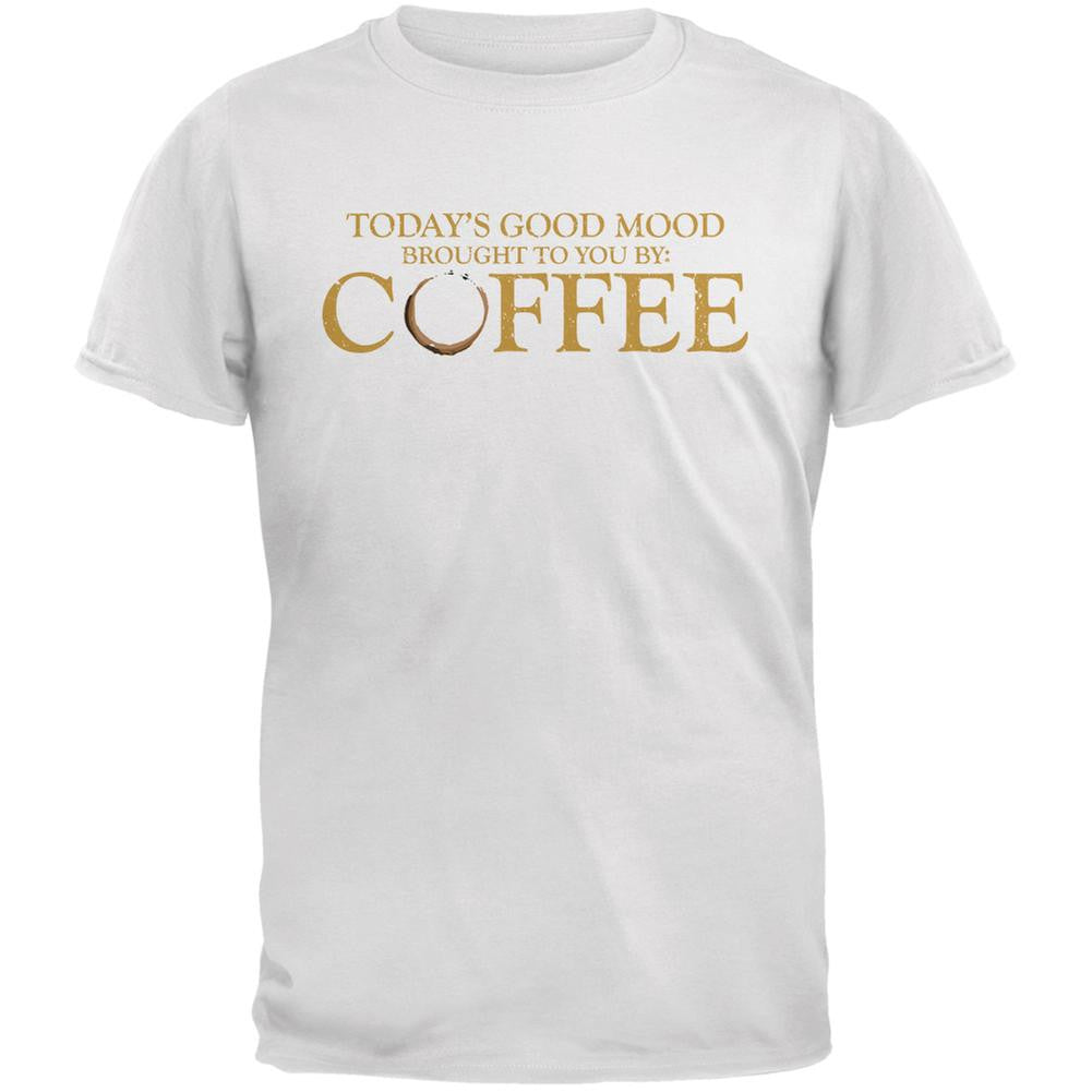 Today's Good Mood Brought To You By Coffee White Adult T-Shirt Men's T-Shirts Old Glory 2XL White 