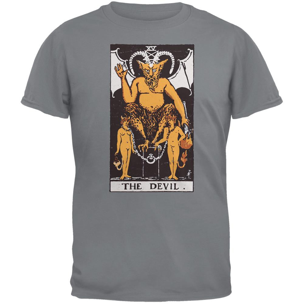 Halloween Devil Tarot Card Storm Grey Adult T-Shirt Men's T-Shirts Old Glory 2XL Grey 