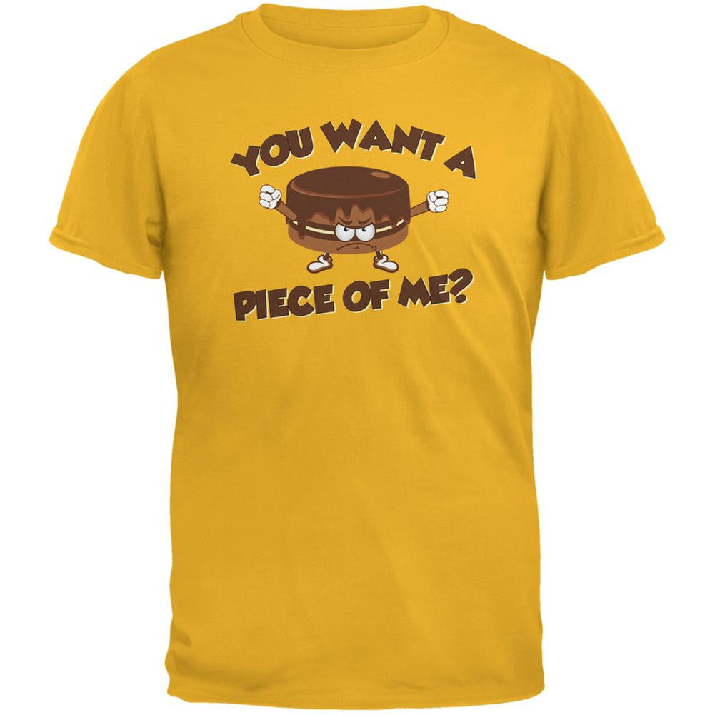 Funny Cake Want a Piece Of Me Gold Adult T-Shirt Men's T-Shirts Old Glory 2XL Yellow 