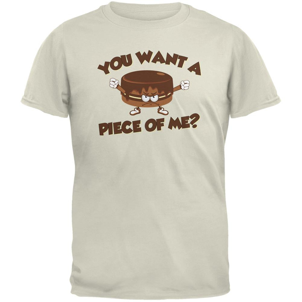 Funny Cake Want a Piece Of Me Natural Adult T-Shirt Men's T-Shirts Old Glory 2XL Off-White 