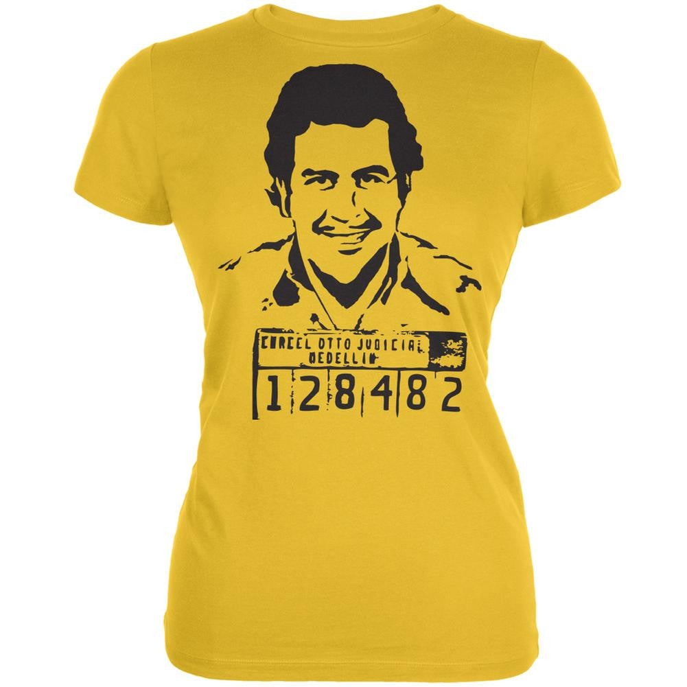 Pablo Escobar Bright Yellow Juniors Soft T-Shirt Juniors T-Shirts Old Glory 2XL Yellow 