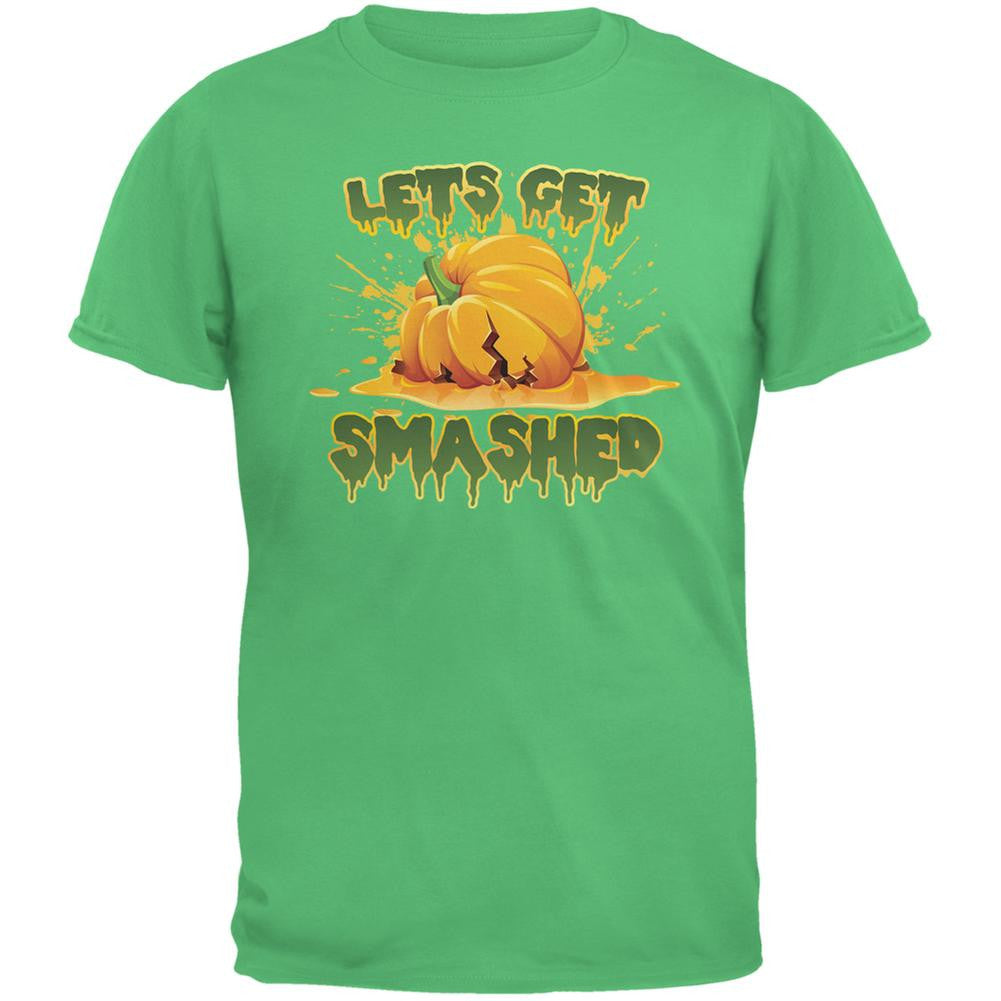 Halloween Pumpkin Lets Get Smashed Irish Green Adult T-Shirt Men's T-Shirts Old Glory 2XL Green 