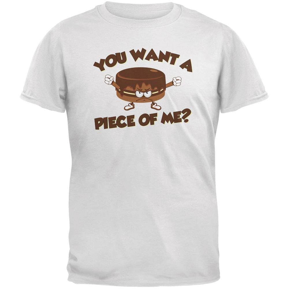 Funny Cake Want a Piece Of Me White Adult T-Shirt Men's T-Shirts Old Glory 2XL White 
