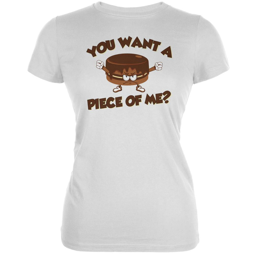 Funny Cake Want a Piece Of Me White Juniors Soft T-Shirt Juniors T-Shirts Old Glory 2XL White 