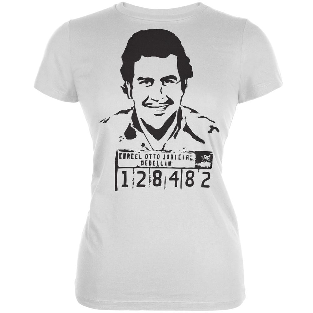 Pablo Escobar White Juniors Soft T-Shirt Juniors T-Shirts Old Glory 2XL White 