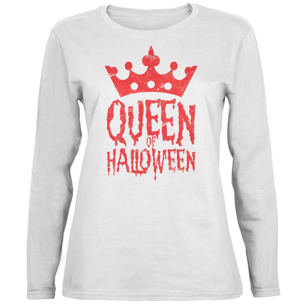 Halloween Queen Of Halloween White Womens Long Sleeve T-Shirt Women's Long Sleeves Old Glory 2XL White 