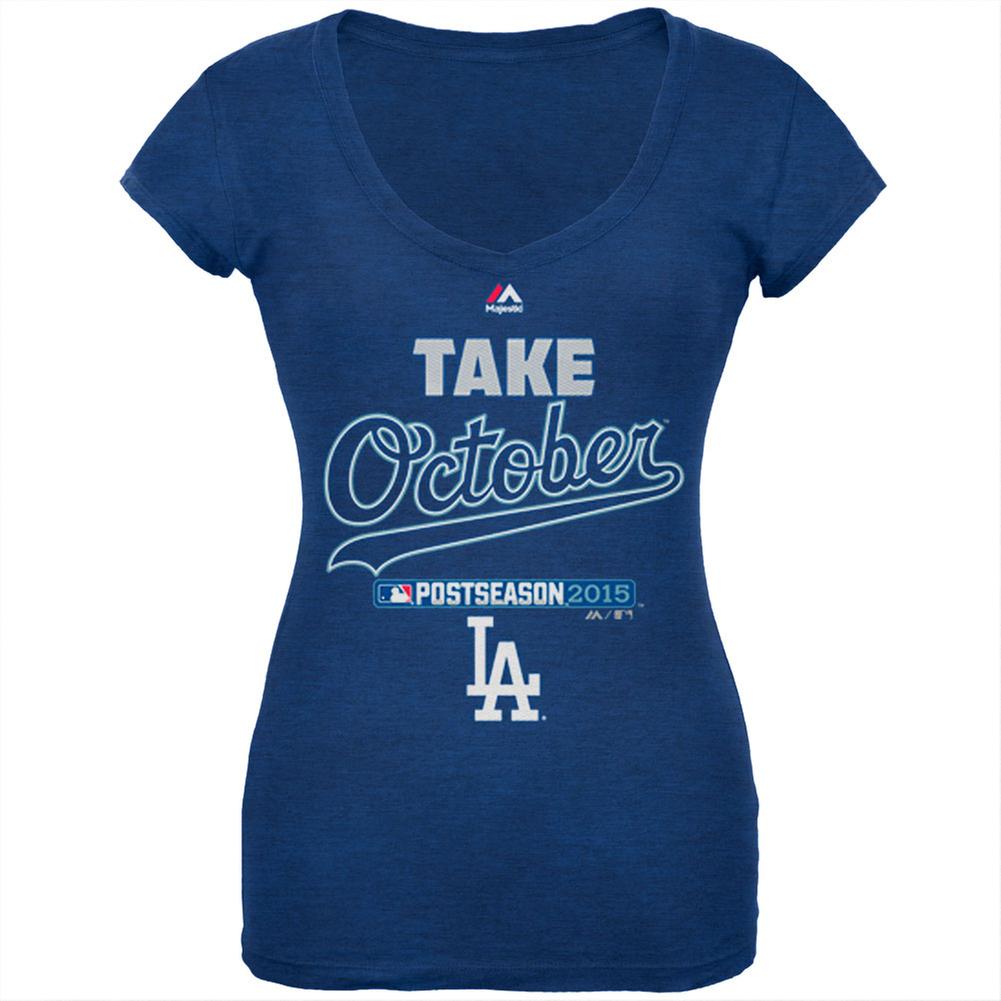 Los Angeles Dodgers - NL West 2015 Champs Take October Soft Juniors T-Shirt Juniors T-Shirts Los Angeles Dodgers SM Blue