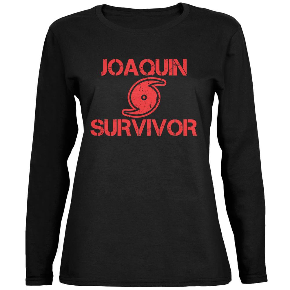 Hurricane Joaquin Survivor Black Womens Long Sleeve T-Shirt Women's Long Sleeves Old Glory 2XL Black 