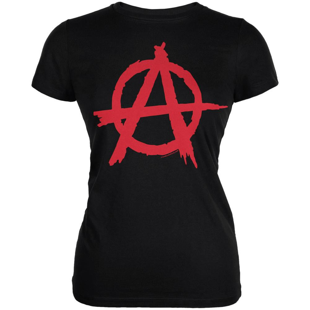 Anarchy Black Juniors Soft T-Shirt Juniors T-Shirts Old Glory   