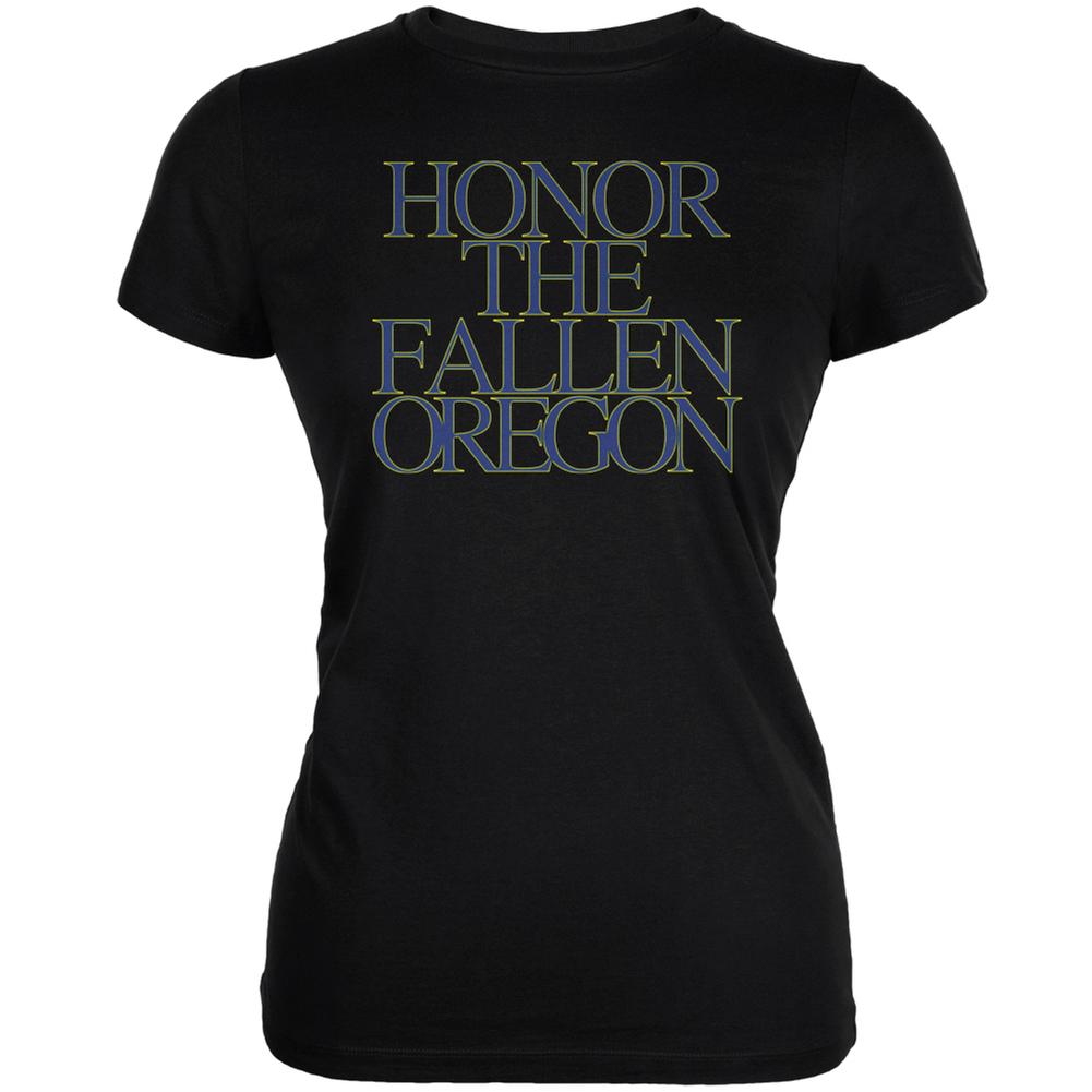 Honor the Fallen Oregon Black Juniors Soft T-Shirt Juniors T-Shirts Old Glory 2XL Black 