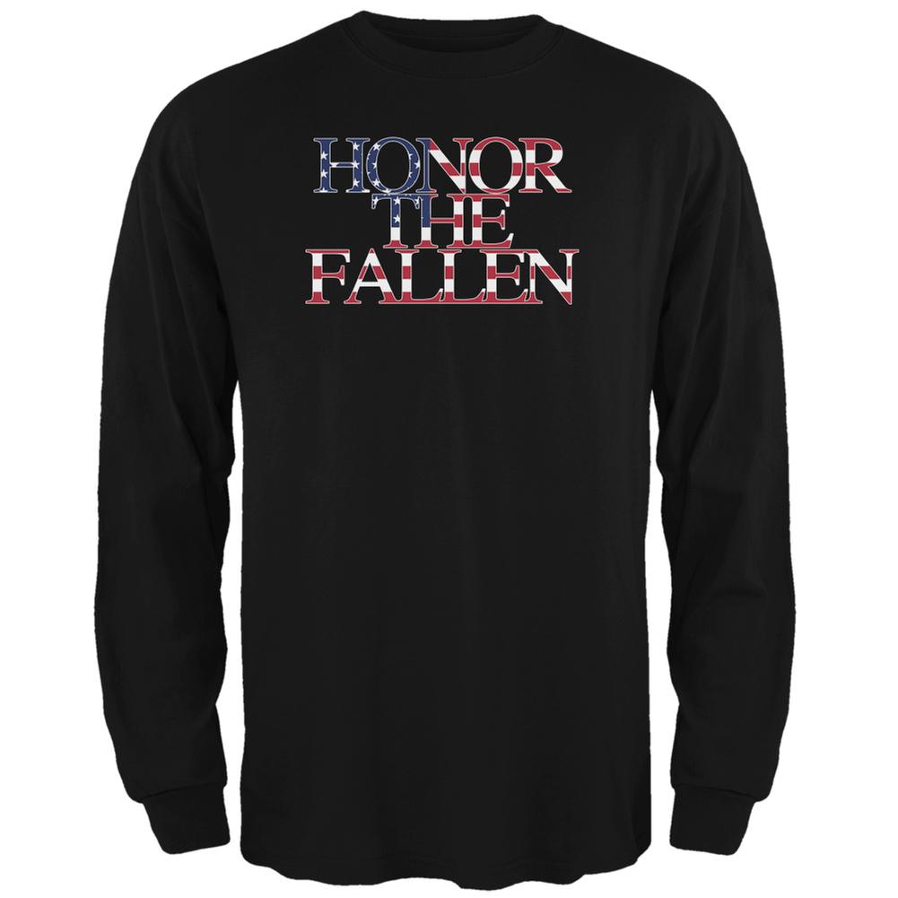 Honor the Fallen American Patriot Black Adult Long Sleeve T-Shirt Men's Long Sleeves Old Glory 2XL Black 
