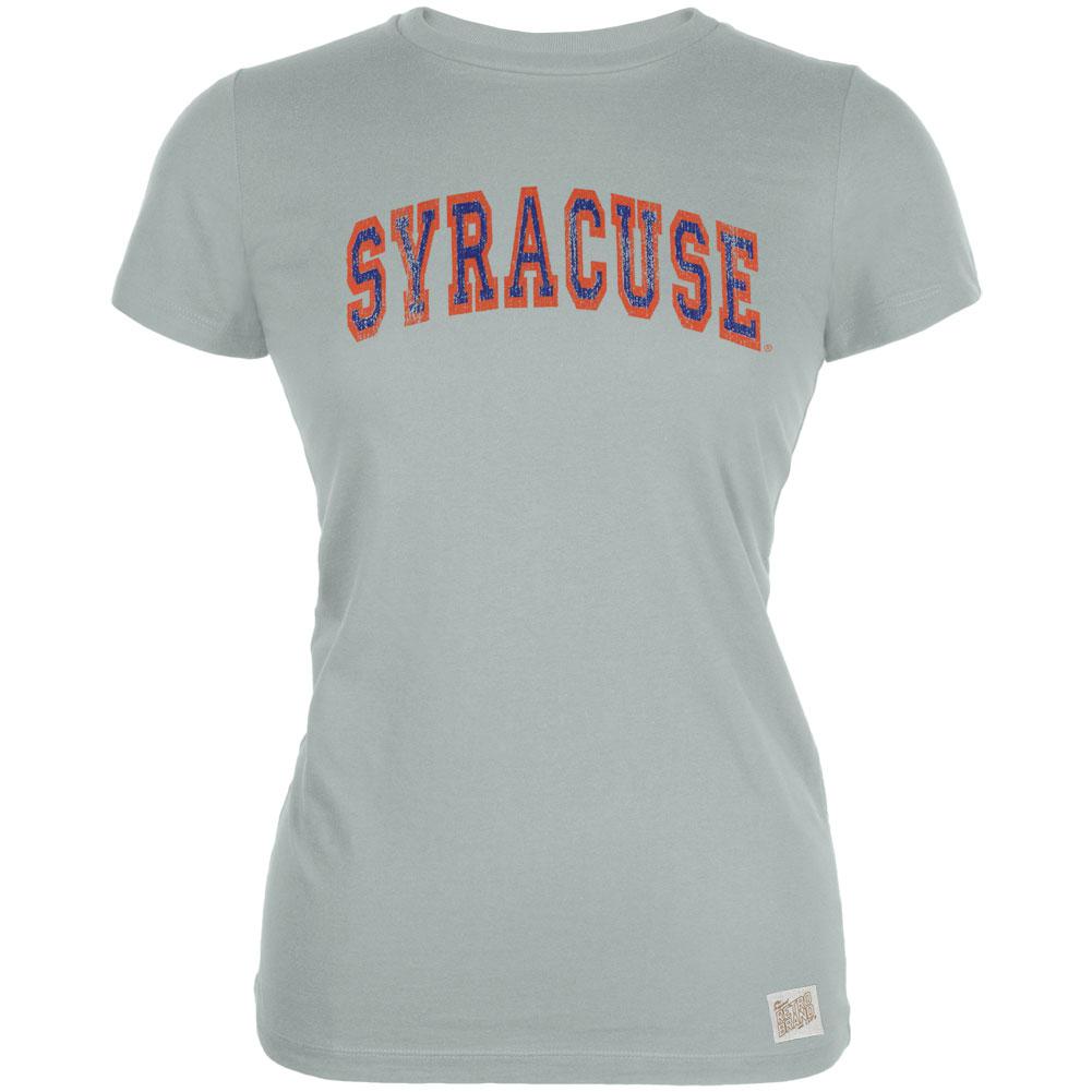 Syracuse Orange - Distressed Outlined Arch Logo Vintage Juniors T-Shirt Juniors T-Shirts Syracuse Orange LG Grey 