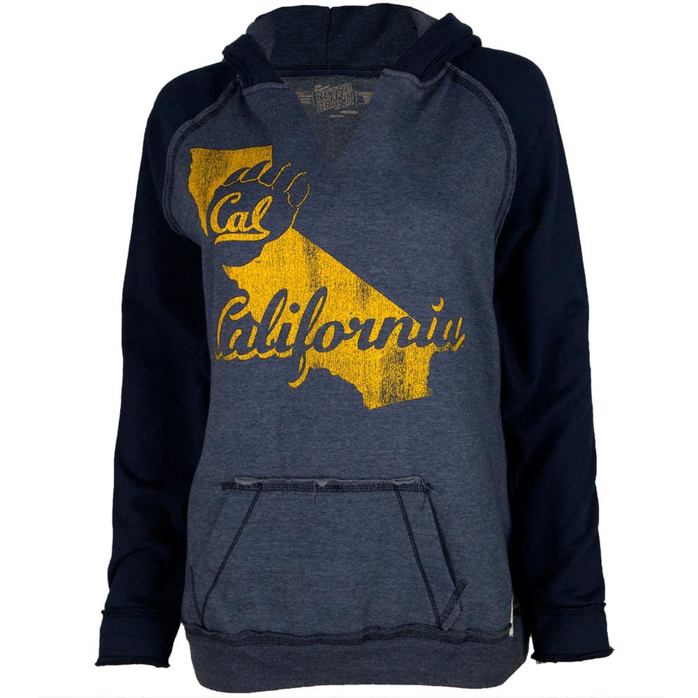 California Bears - Distressed State Juniors Relaxed Slit-Neck Hoodie Juniors Hoodies California Golden Bears LG Blue 