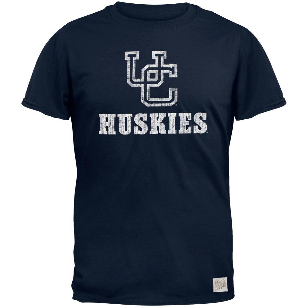 UConn Huskies - Distressed UC Logo Vintage Adult Soft T-Shirt Men's T-Shirts UConn Huskies 2XL Blue 