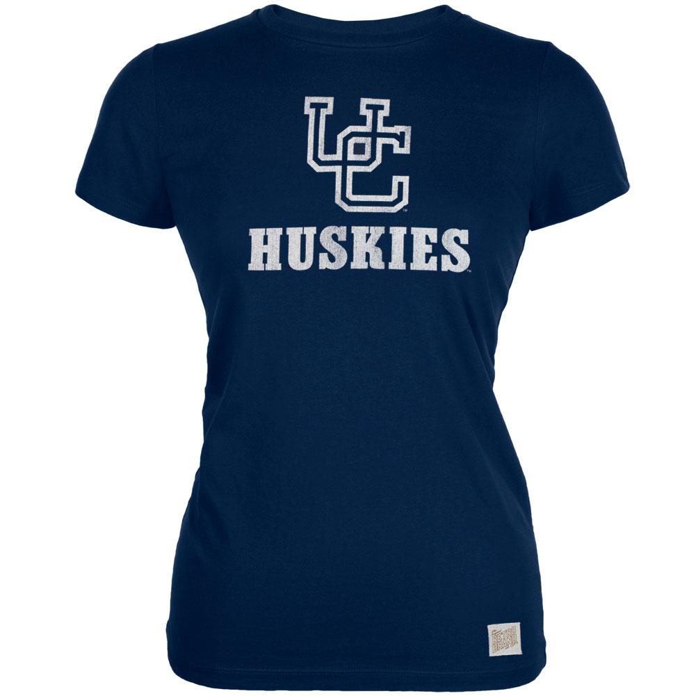 UConn Huskies - Distressed UC Logo Vintage Juniors T-Shirt Juniors T-Shirts UConn Huskies LG Blue 