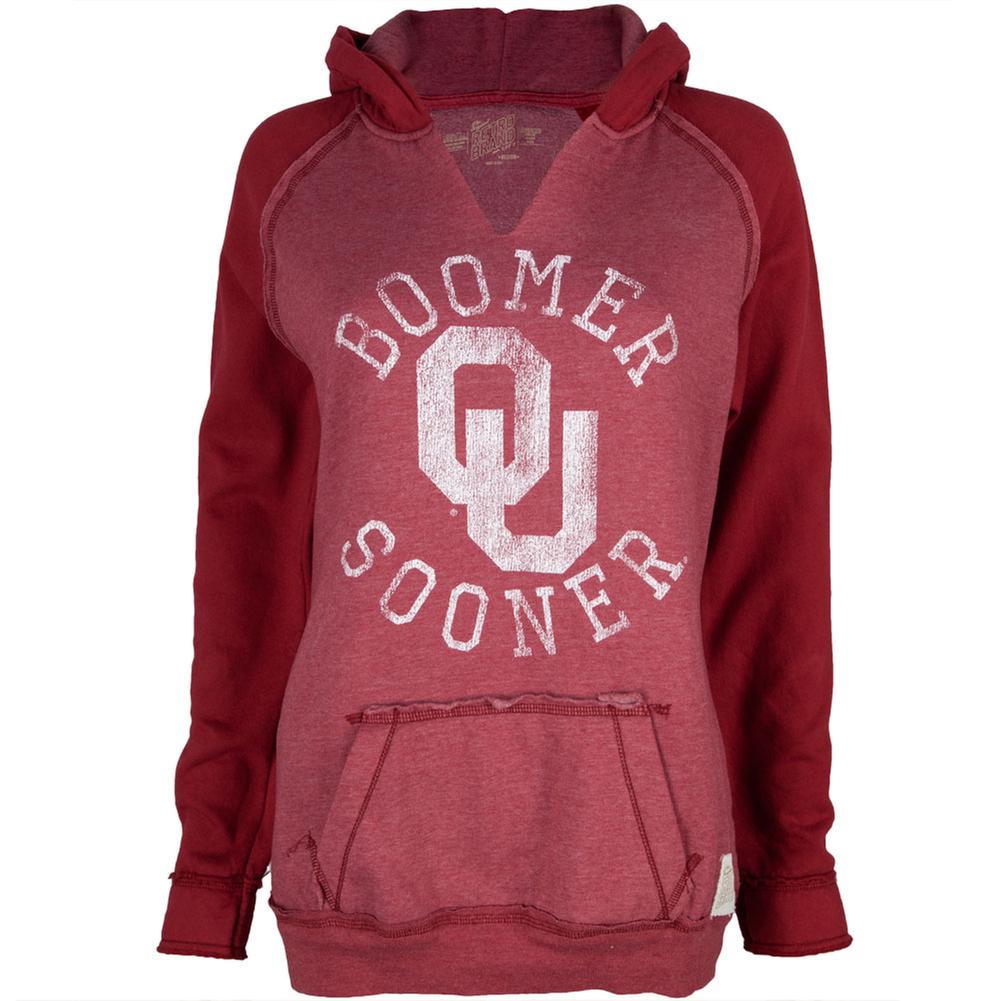 Oklahoma Sooners - Boomer Sooner Juniors Relaxed Slit-Neck Hoodie Juniors Hoodies Oklahoma Sooners LG Red 