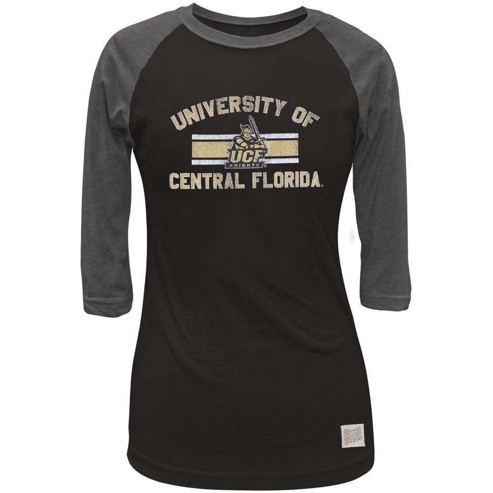 UCF Knights - Bar Logo Juniors 3/4 Sleeve Raglan Juniors Raglans UCF Knights LG Black 