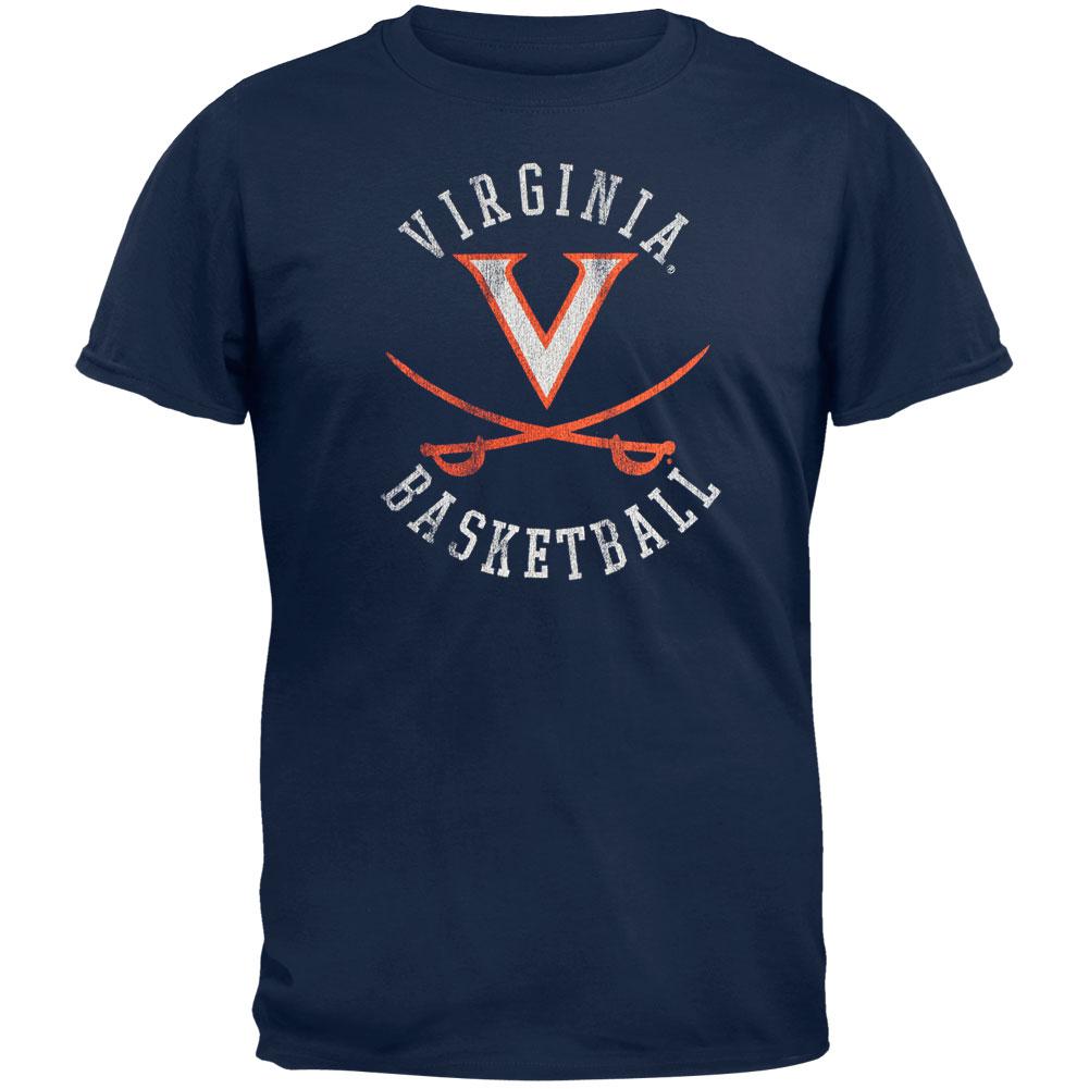 Virginia Cavaliers - Basketball Logo Vintage Adult Soft T-Shirt Men's T-Shirts Virginia Cavaliers 2XL Blue 