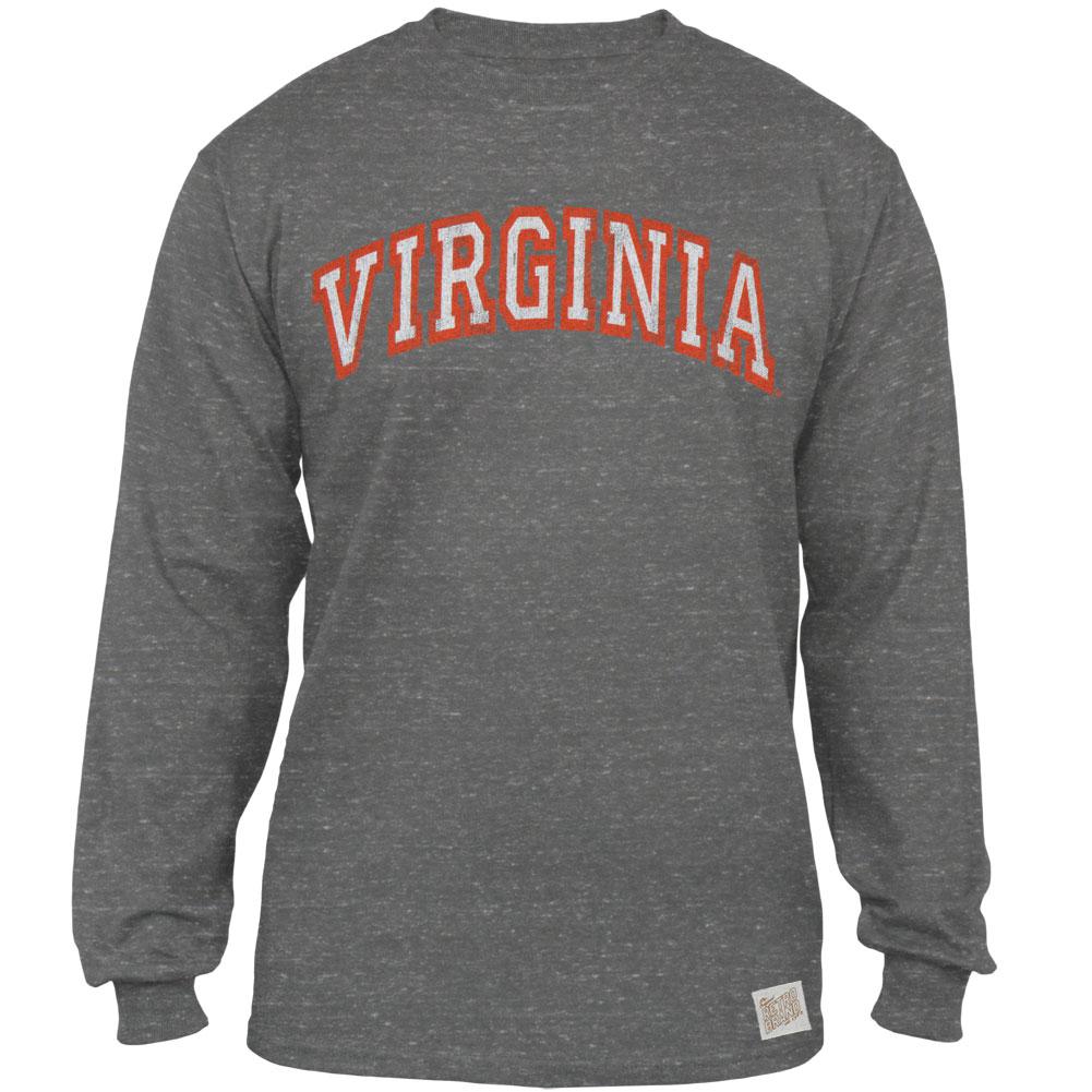 Virginia Cavaliers - Arched Logo Tri-Blend Adult Long Sleeve T-Shirt Men's Long Sleeves Virginia Cavaliers 2XL Grey 