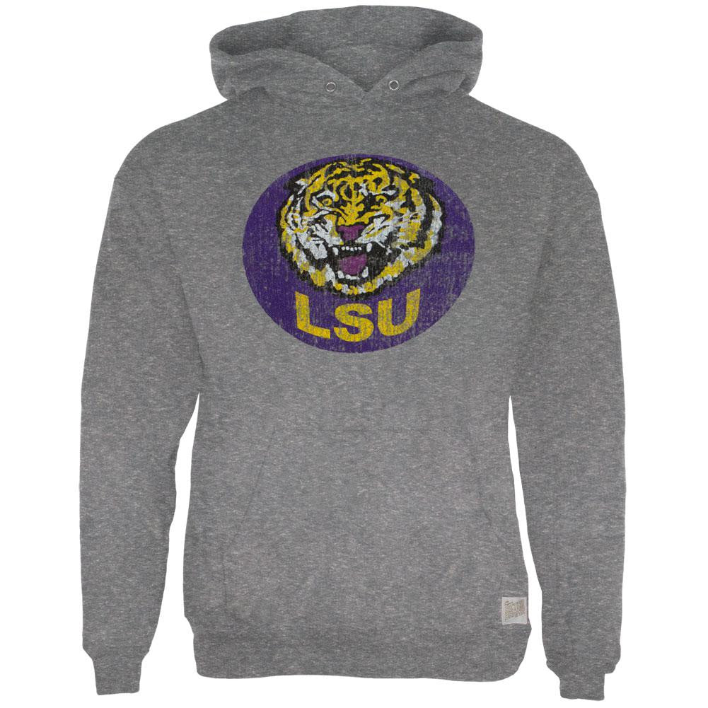 LSU Tigers - Distressed Circle Tiger Tri-Blend Adult Pullover Hoodie Men's Hoodies LSU Tigers SM Grey 