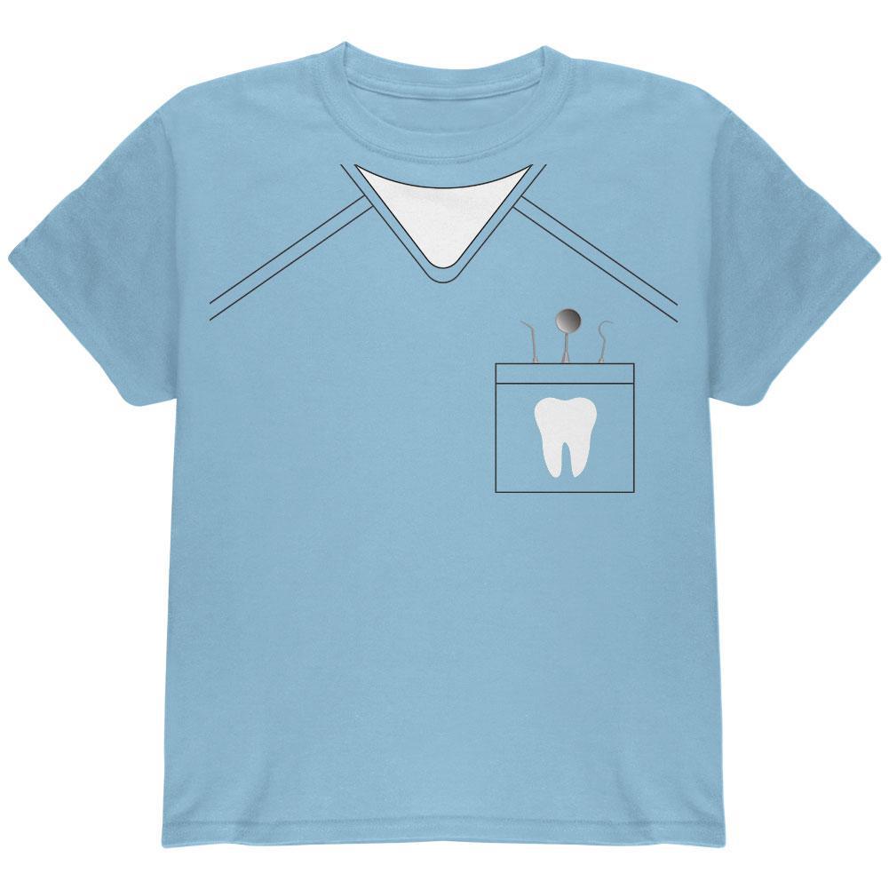 Halloween Dentist Scrubs Costume Light Blue Youth T-Shirt Youth T-Shirts Old Glory LG Blue 