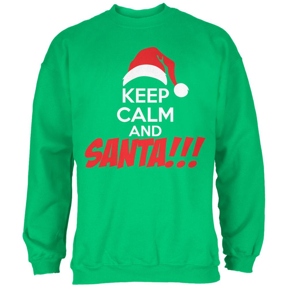 Christmas Keep Calm and SANTA Irish Green Adult Sweatshirt Men's Sweatshirts Old Glory 2XL Green 