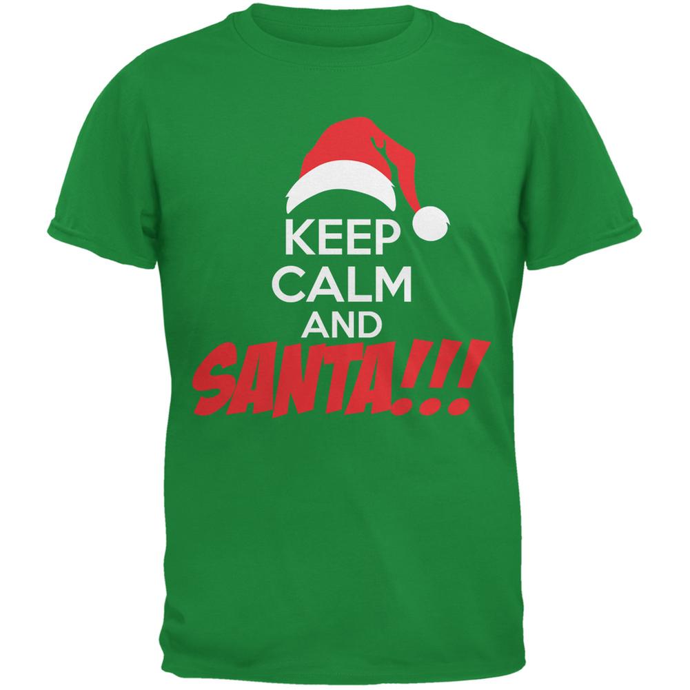 Christmas Keep Calm and SANTA Irish Green Adult T-Shirt Men's T-Shirts Old Glory 2XL Green 