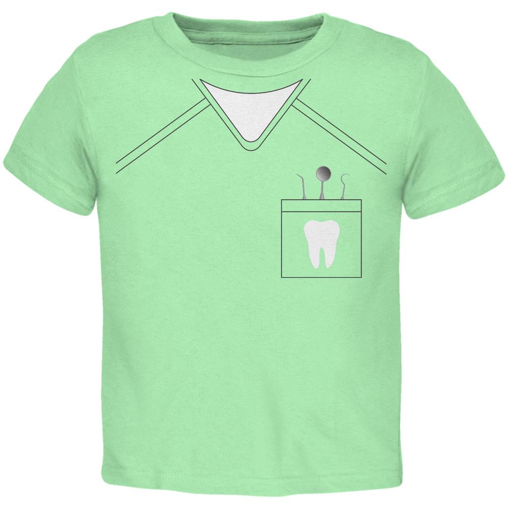 Halloween Dentist Scrubs Costume Mint Green Toddler T-Shirt Toddler T-Shirts Old Glory 2T Green 