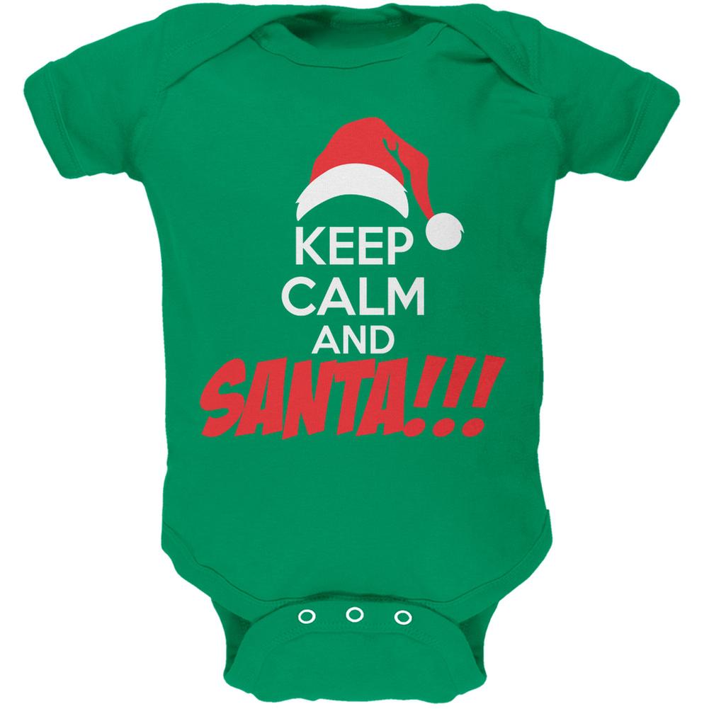 Christmas Keep Calm and SANTA Kelly Green Soft Baby One Piece Baby One Piece Old Glory 0-3M Green 