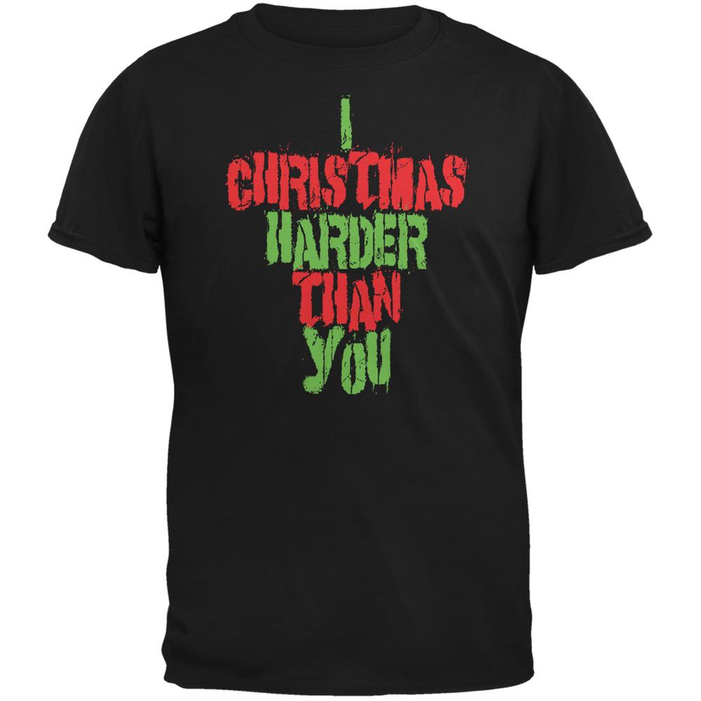 Christmas Harder Than You Black Adult T-Shirt Men's T-Shirts Old Glory 2XL Black 