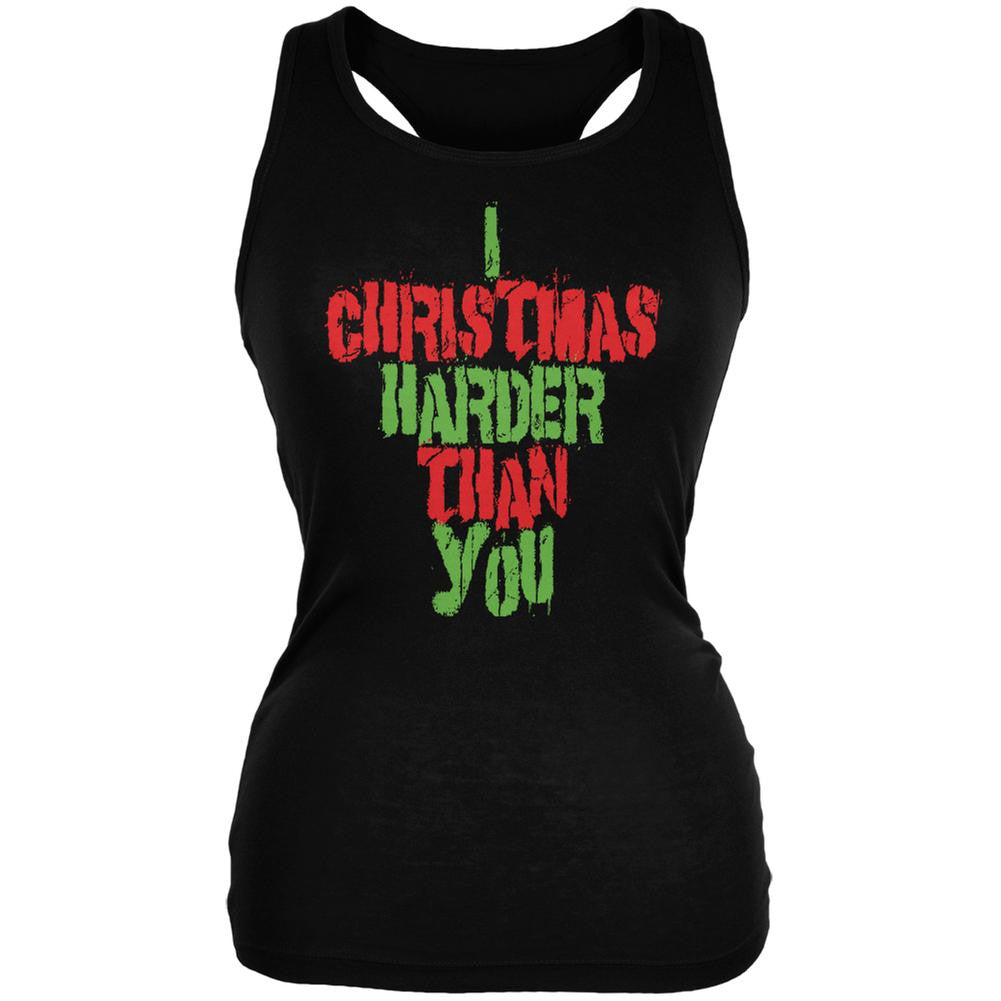 Christmas Harder Than You Black Juniors Soft Tank Top Juniors Tank Tops Old Glory 2XL Black 