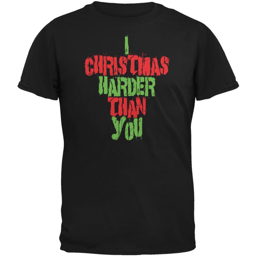 Christmas Harder Than You Black Youth T-Shirt Youth T-Shirts Old Glory LG Black 