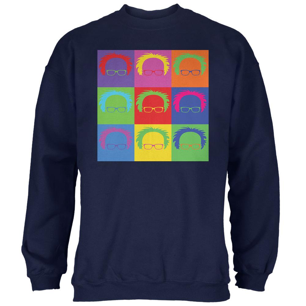 Election Bernie Sanders Hair Minimalist Pop Art Navy Adult Sweatshirt Men's Sweatshirts Old Glory 2XL Blue 