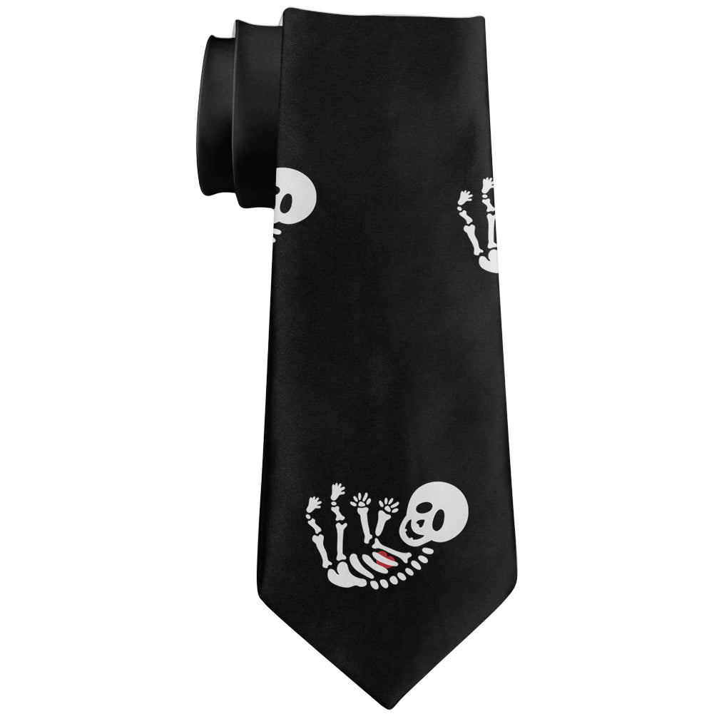 Halloween Skeleton Baby All Over Neck Tie Men's Neck Ties Old Glory OS White 