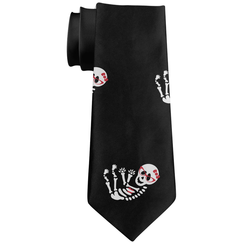 Halloween Skeleton Geek Girl Baby All Over Neck Tie Men's Neck Ties Old Glory OS White 