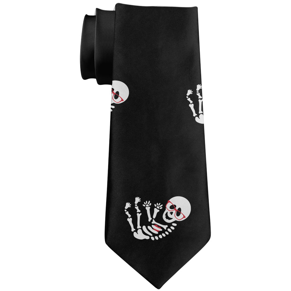 Halloween Skeleton Geek Baby All Over Neck Tie Men's Neck Ties Old Glory OS White 