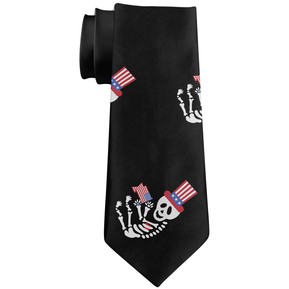 Halloween Skeleton 4th of July Baby All Over Neck Tie Men's Neck Ties Old Glory OS White 