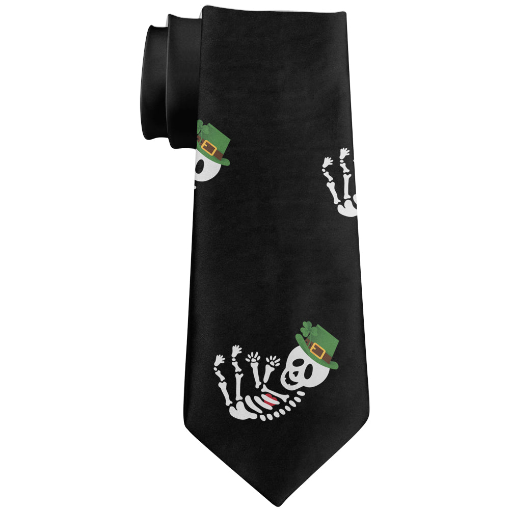 Halloween Skeleton Irish Baby All Over Neck Tie Men's Neck Ties Old Glory OS White 