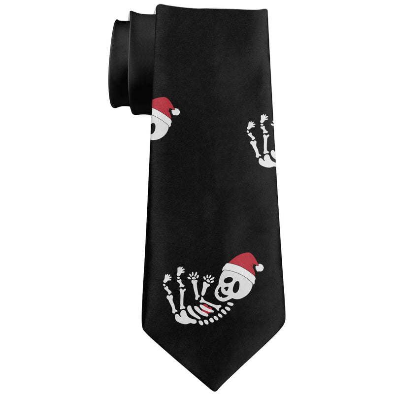 Halloween Skeleton Santa Baby All Over Neck Tie Men's Neck Ties Old Glory OS White 